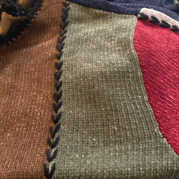 90’s Patchwork Colorblock Vintage Soft Chenille Knit Sweater Size Large - Picture 7 of 17